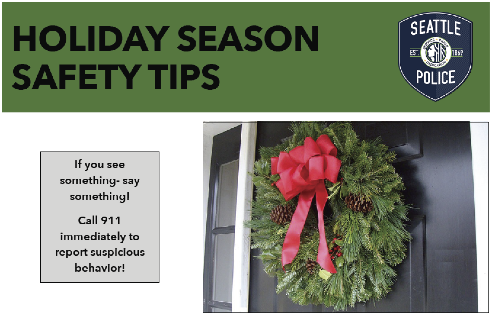 Seattle Police share holiday crime prevention tips Westside Seattle